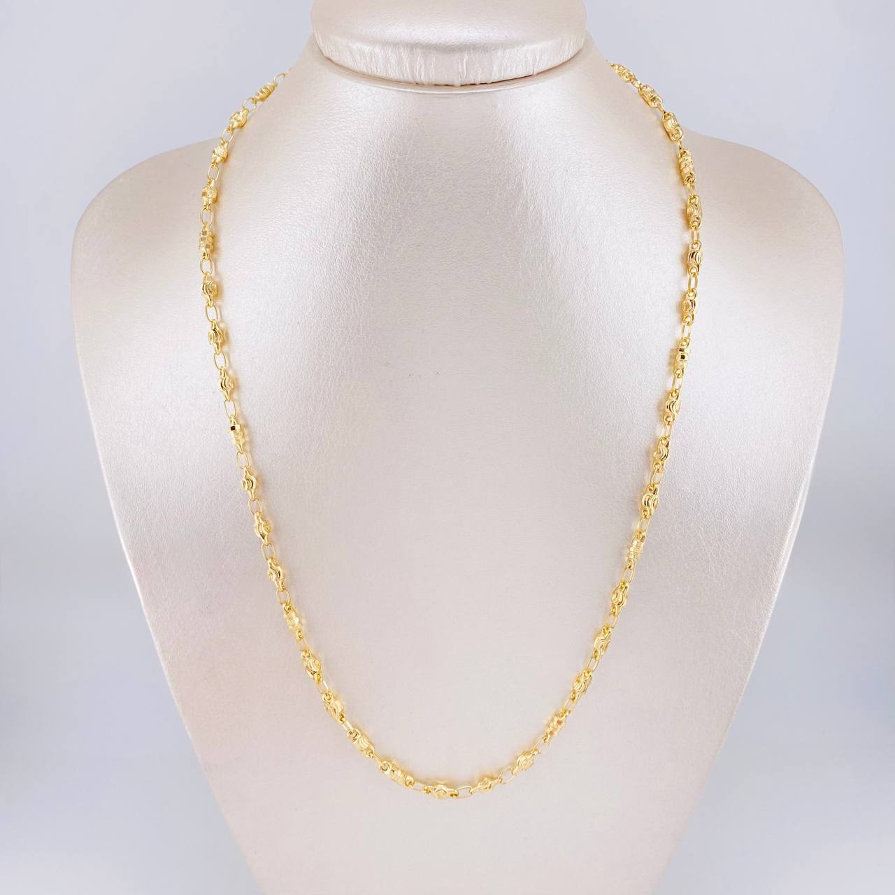 Cadena Rustica Barril Diamantado 12.7g / 20 in / 3.4mm Oro Amarillo 18K