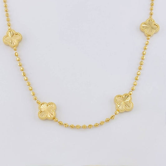 Cadena Militar Trebol Diamantado 9.8g / 18 in / 1.9mm Oro Amarillo 18K