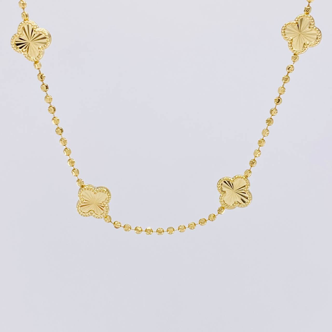 Cadena Militar Trebol Diamantado 8.9g / 16 in / 1.9mm Oro Amarillo 18K