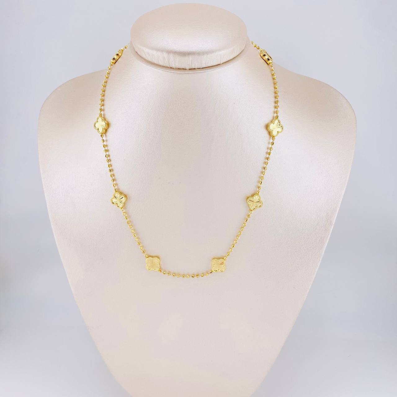Cadena Militar Trebol Diamantado 8.75g / 16 in / 1.9mm Oro Amarillo 18K
