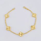 Pulso Militar Trebol Diamantado 4.8g / 6 1/2 in / 1.9mm Oro Amarillo 18K