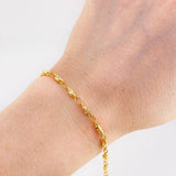 Pulso Rustico Barril Diamantado 4.6g / 7 1/4 in / 3.2mm Oro Amarillo 18K