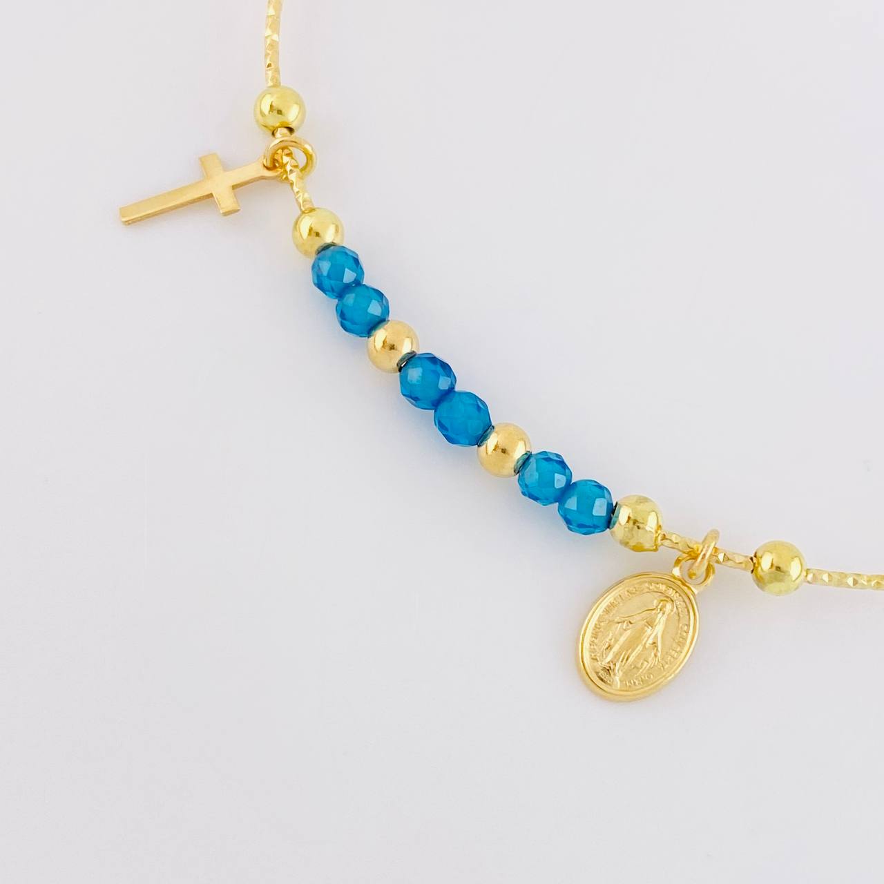 Pulso Aro Diamantado Virgen Milagrosa 3.35g / 7 in / 0.9mm Oro Amarillo 18K
