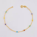 Pulso Modulable Aro Seguido Chispas Arcoiris 1.1g / 6 1/4 in - 5 3/4 in / 1.3mm Oro Amarillo 18K