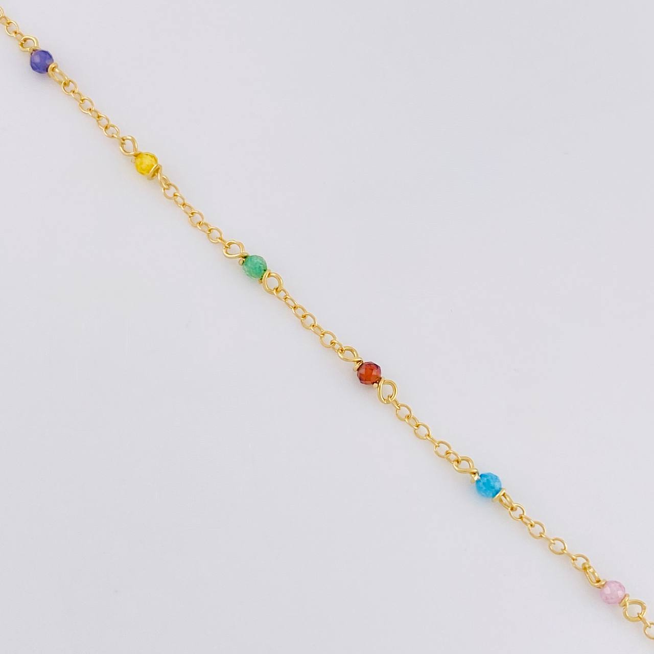 Pulso Modulable Aro Seguido Chispas Arcoiris 1.1g / 6 1/4 in - 5 3/4 in / 1.3mm Oro Amarillo 18K
