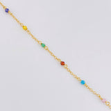 Pulso Modulable Aro Seguido Chispas Arcoiris 1.1g / 6 1/4 in - 5 3/4 in / 1.3mm Oro Amarillo 18K