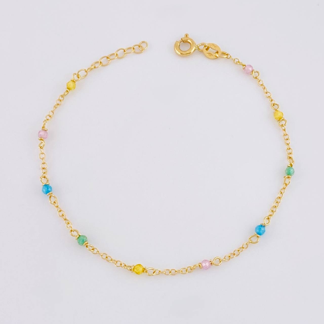 Pulso Modulable Aro Seguido Chispas Arcoiris 1.05g / 6 1/2 in - 5 3/4 in / 1.3mm Oro Amarillo 18K