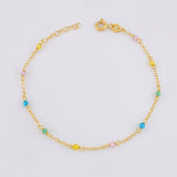 Pulso Modulable Aro Seguido Chispas Arcoiris 1.05g / 6 1/2 in - 5 3/4 in / 1.3mm Oro Amarillo 18K