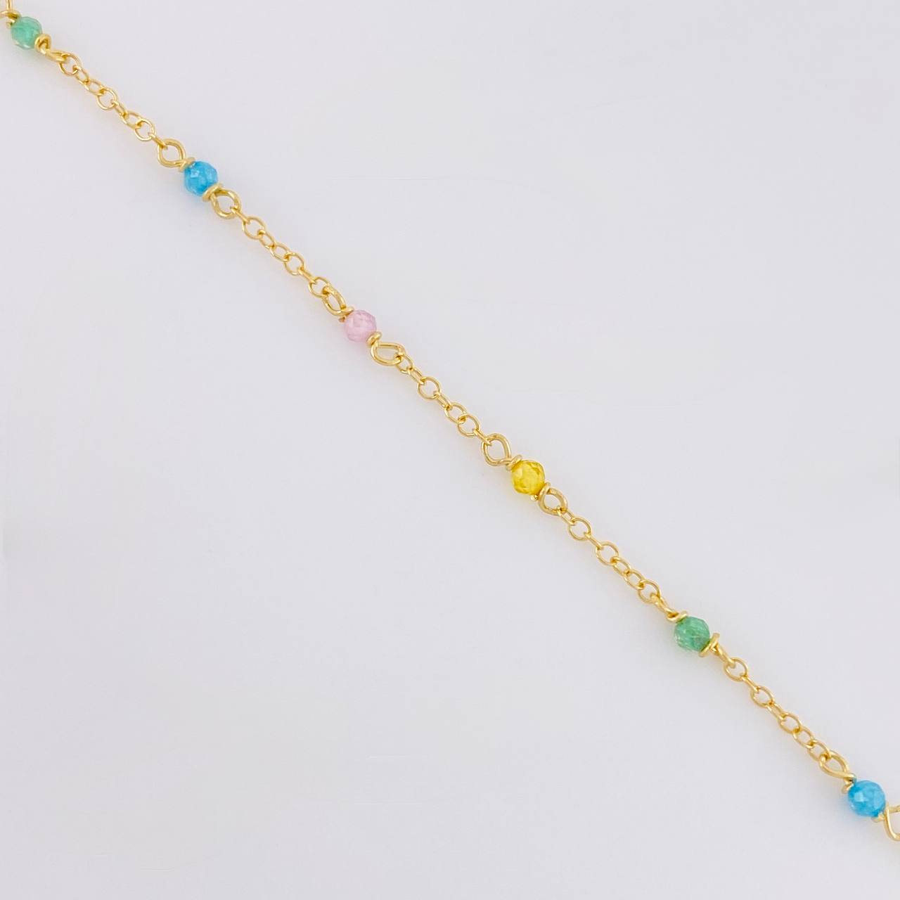 Pulso Modulable Aro Seguido Chispas Arcoiris 1.05g / 6 1/2 in - 5 3/4 in / 1.3mm Oro Amarillo 18K
