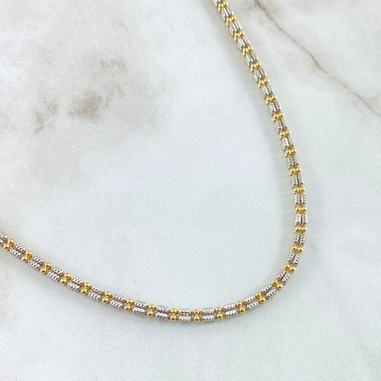 Cadena Ice 22.3gr / 60cm / Dos Oros Amarillo Blanco +4 18K
