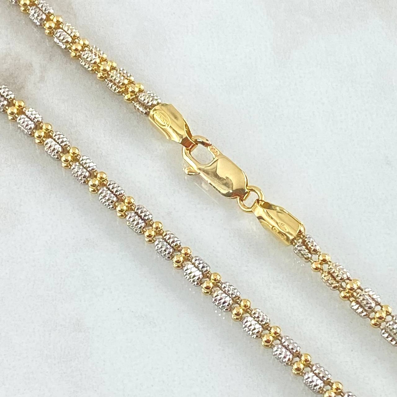 Cadena Ice 22.3gr / 60cm / Dos Oros Amarillo Blanco +4 18K