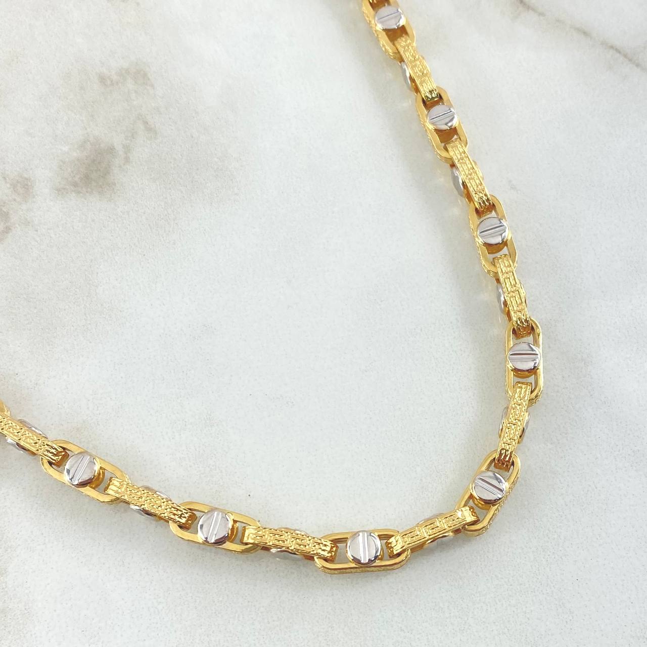 Click Screw Tribal Chain 18.85gr / 23.6in / Two Tone Yellow White 18K +4$