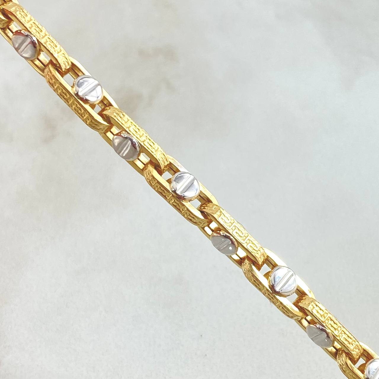 Click Screw Tribal Chain 18.85gr / 23.6in / Two Tone Yellow White 18K +4$
