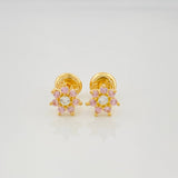 Stud Earrings Flower 0.95 g / in / 4 mm Yellow Gold 18K