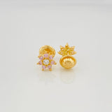 Stud Earrings Flower 0.95 g / in / 4 mm Yellow Gold 18K