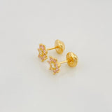 Stud Earrings Flower 0.95 g / in / 4 mm Yellow Gold 18K