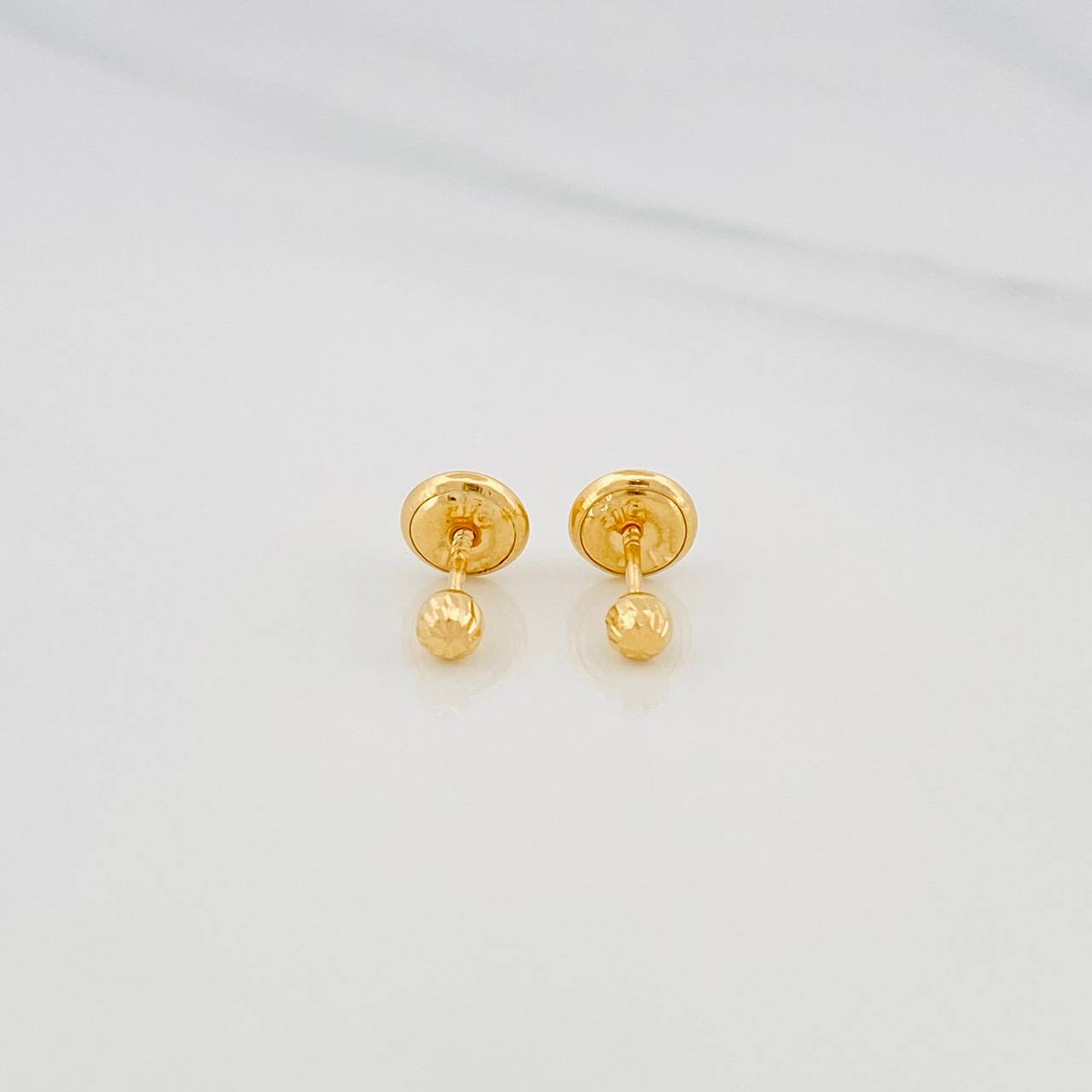 Diamond Cut Bead Stud Earrings 0.45 g / in / 3 mm 18K Yellow Gold