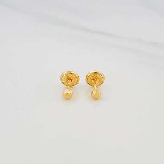 Diamond Cut Bead Stud Earrings 0.45 g / in / 3 mm 18K Yellow Gold