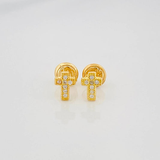 Stud Earrings Cross 0.8 g / in / 3.8 mm Yellow Gold 18K