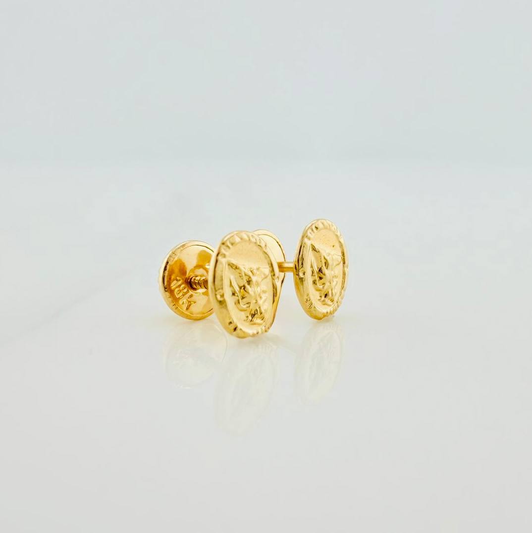 Stud Earrings San Miguel Arcangel 0.75 g / in / 7 mm Yellow Gold 18K
