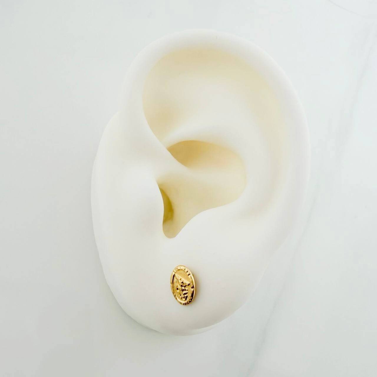 Stud Earrings San Miguel Arcangel 0.75 g / in / 7 mm Yellow Gold 18K