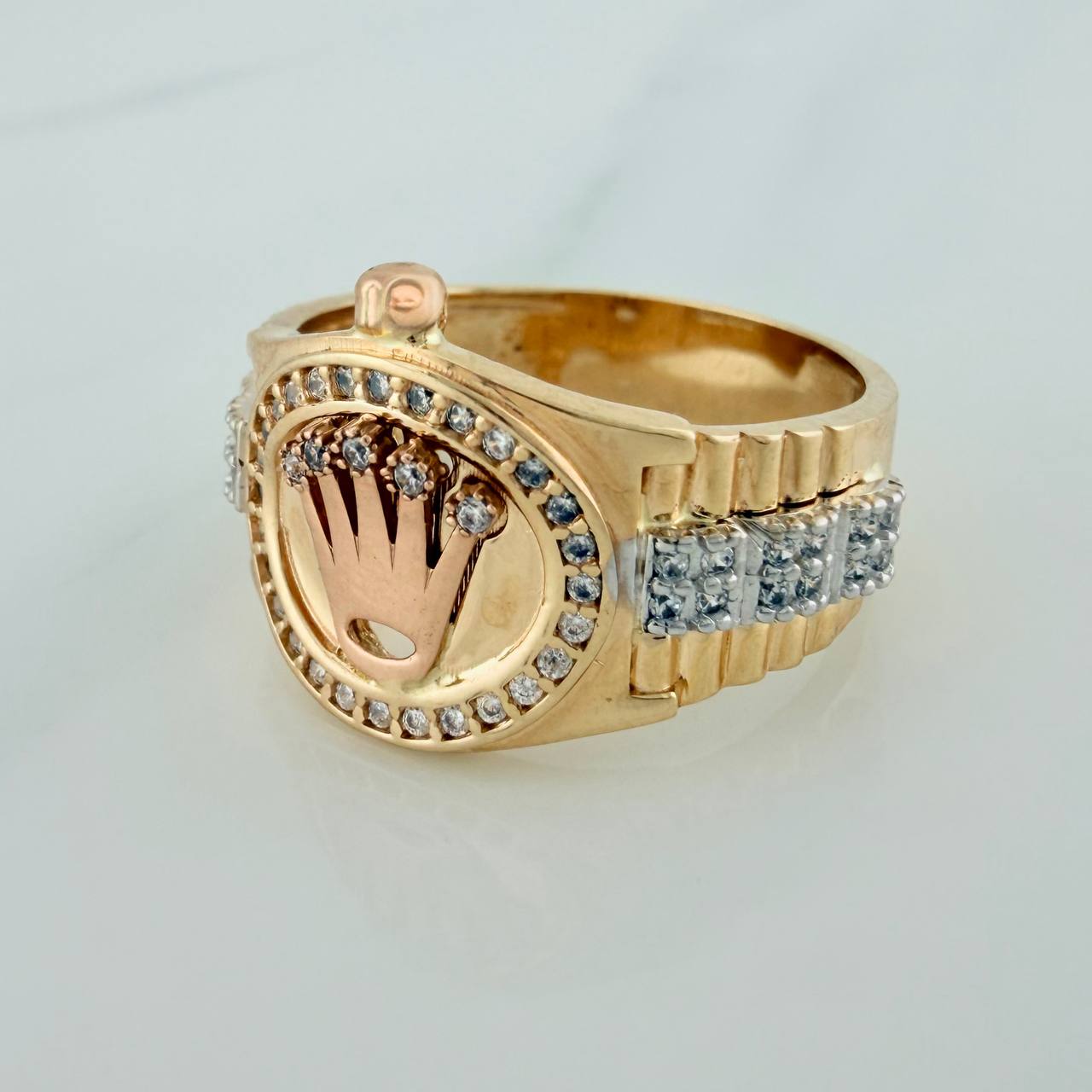 Anillo Correa Corona 6.5gr / T8 3/4 / Tres Oros 18K %