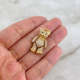 Pendant Articulated Bear Bow Tie 8.1gr / 3.5cm / White Zircons Black Eyes 18K Yellow Gold