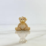 Pendant Articulated Bear Bow Tie 8.1gr / 3.5cm / White Zircons Black Eyes 18K Yellow Gold