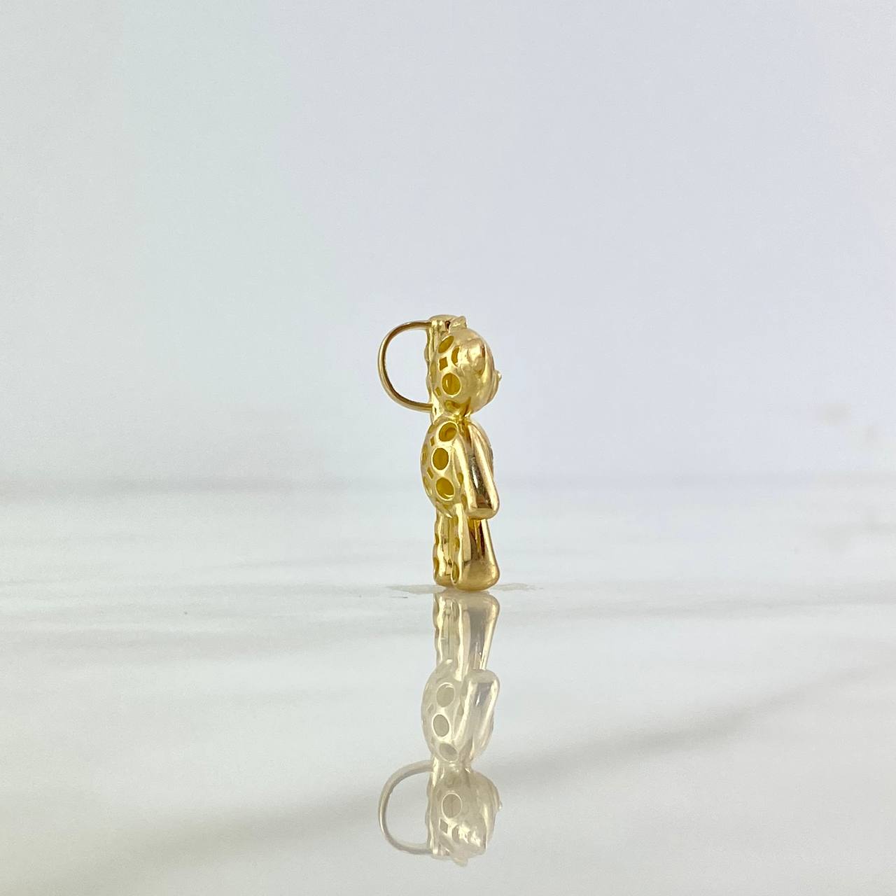 Pendant Heart Bear 4.45gr / 2.2cm / White Pink Zircons Yellow Gold