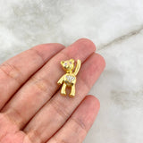 Pendant Heart Bear 4.45gr / 2.2cm / White Pink Zircons Yellow Gold