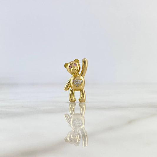 Pendant Heart Bear 4.45gr / 2.2cm / White Pink Zircons Yellow Gold