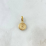 Pendant Letter F 0.35gr / 1.5cm / Textured Circle Yellow Gold