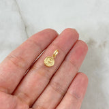 Pendant Letter P 0.4gr / 1.5cm / Textured Circle Yellow Gold