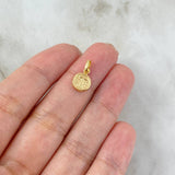 Pendant Letter T 0.4gr / 1.5cm / Textured Circle Yellow Gold