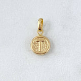 Pendant Letter T 0.4gr / 1.5cm / Textured Circle Yellow Gold