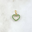Pendant Double-sided Heart Silhouette 1.55gr / 2cm / White and Green Zircons 18K Yellow Gold