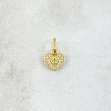 Pendant Heart Crown 0.35gr / 1.1cm / White Zircons 18K Yellow Gold ©