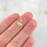 Pendant Heart Crown 0.35gr / 1.1cm / White Zircons 18K Yellow Gold ©