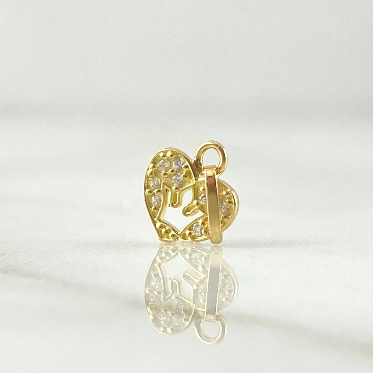 Pendant Heart Crown 0.35gr / 1.1cm / White Zircons 18K Yellow Gold ©
