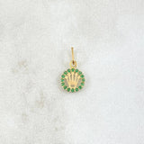 Pendant Corona RX 0.35gr / 1.3cm / Circle - Green Zircons 18K Yellow Gold ©
