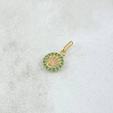 Pendant Corona RX 0.35gr / 1.3cm / Circle - Green Zircons 18K Yellow Gold ©