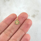 Pendant Corona RX 0.35gr / 1.3cm / Circle - Green Zircons 18K Yellow Gold ©