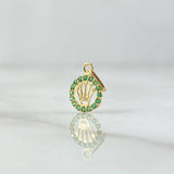 Pendant Corona RX 0.35gr / 1.3cm / Circle - Green Zircons 18K Yellow Gold ©