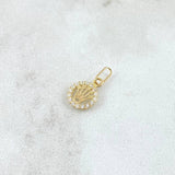 Dije Corona RX 0.4gr / 1.3cm / Circulo - Circones Blancos Oro Amarillo 18K ©