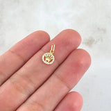 Pendant Circle Crown RX 0.35gr / 1.3cm / White Zircons 18K Yellow Gold ©