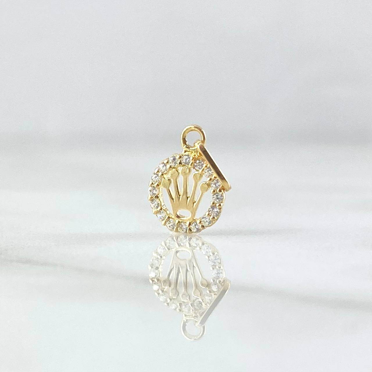 Pendant Circle Crown RX 0.35gr / 1.3cm / White Zircons 18K Yellow Gold ©