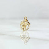 Dije Corona RX 0.4gr / 1.3cm / Circulo - Circones Blancos Oro Amarillo 18K ©