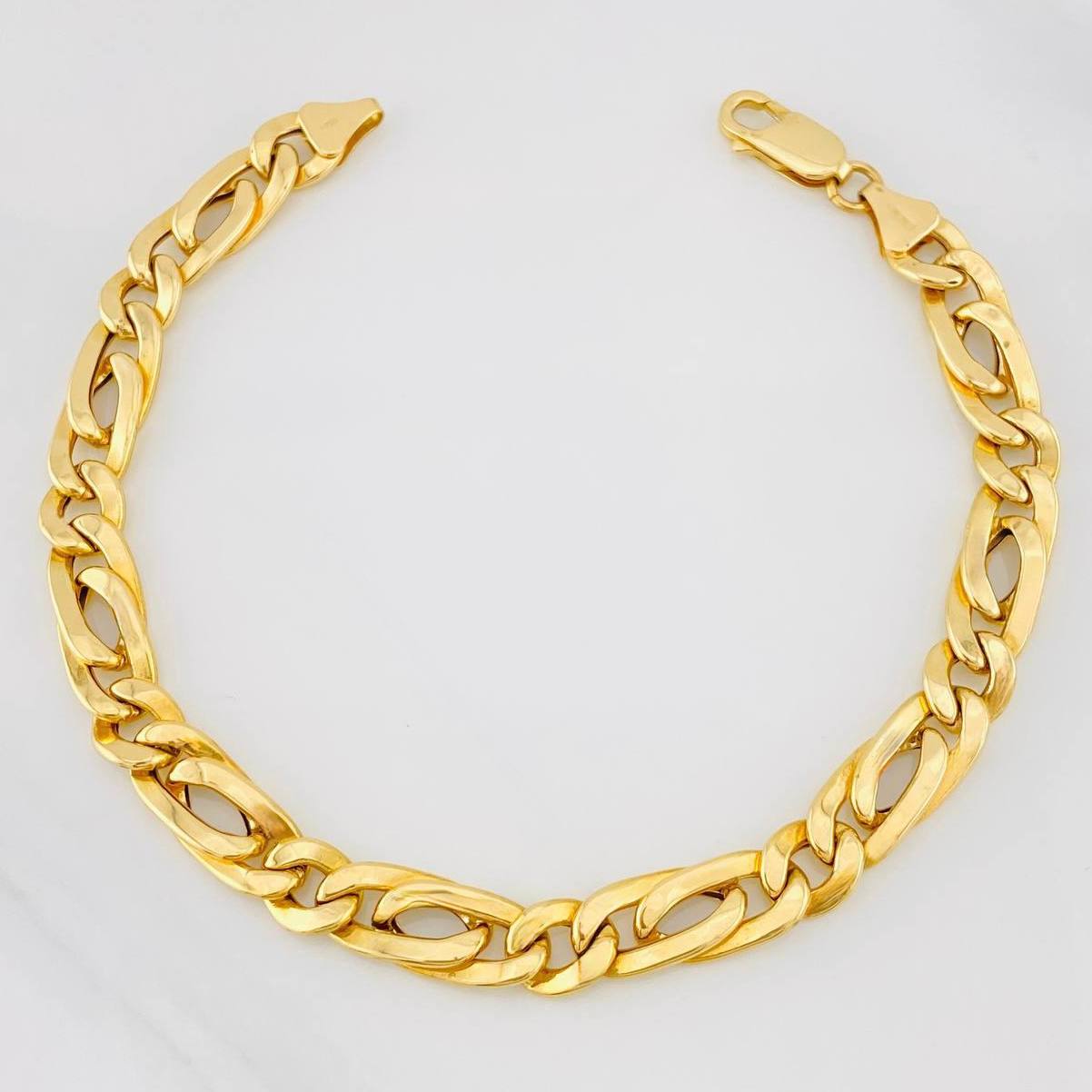 Pulso Tipo Figaro 10.85g / 8 1/4 in / 7.34mm Oro Amarillo 18K