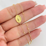 Pulso Aro Seguido Virgen de la Milagrosa 2.2g / 8 3/4 in / 0.82mm Oro Amarillo 18K