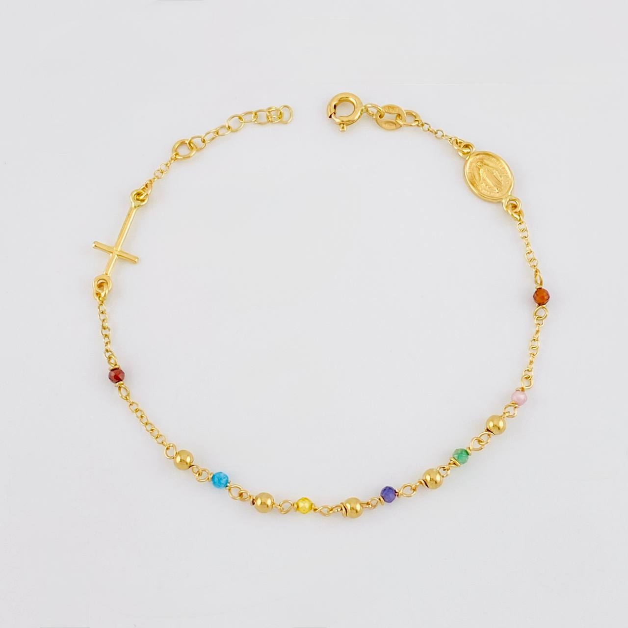 Bracelet Adjustable Denario Miraculous Virgin 2g / 7 in - 6 1/4 in / 2.6mm Yellow Gold 18K